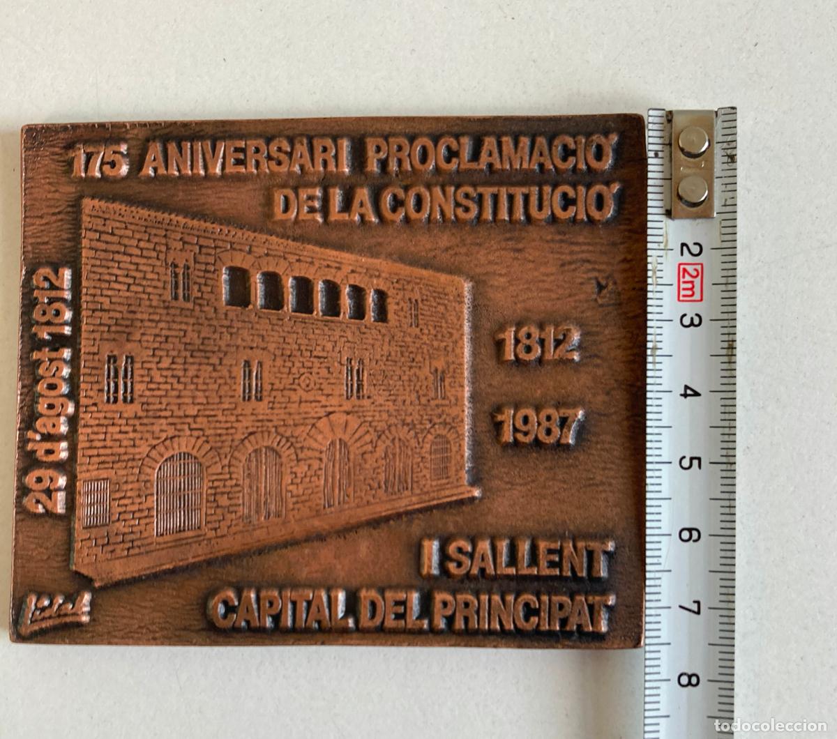 Trofeos y medallas: 175 ANIVERSARI PROCLAMACI&Oacute; DE LA CONSTITUCI&Oacute; - SALLENT 1987 - Foto 3