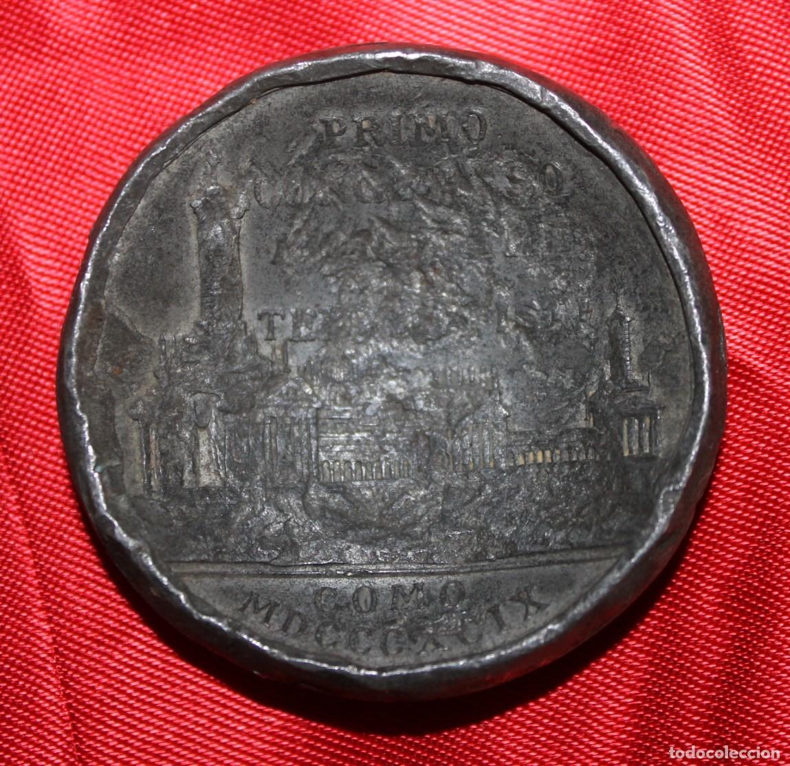 Trofeos y medallas: Molde para medalla. Alessandro Volta. 1899 Centenario della pila. - Foto 3