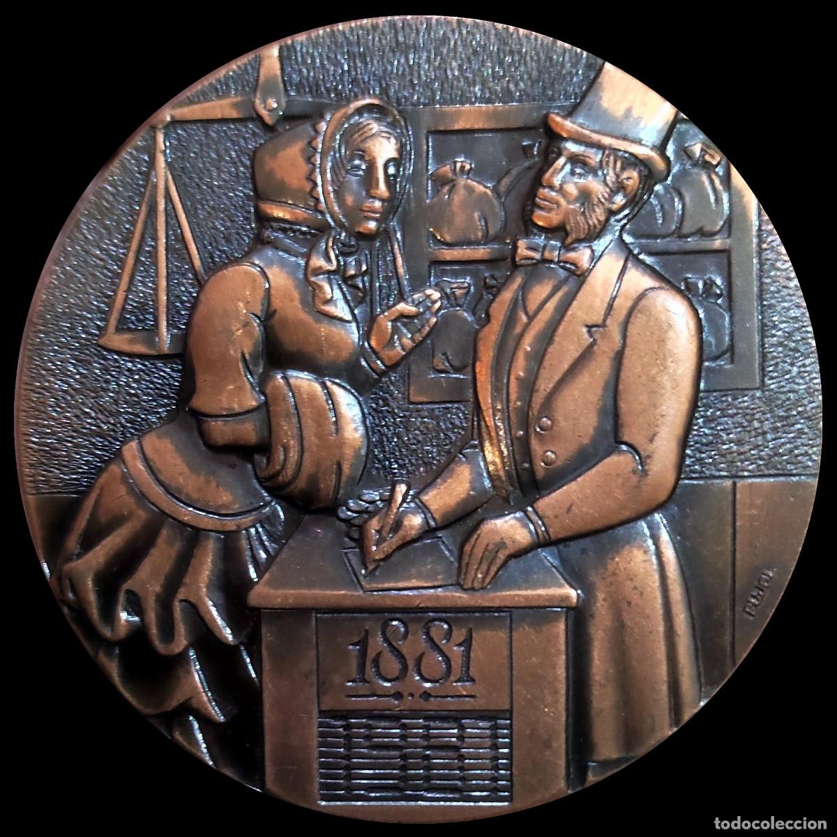 Trofeos y medallas: MEDALLA EN BRONCE BANCO DE SABADELL 1981 60MM - Foto 1