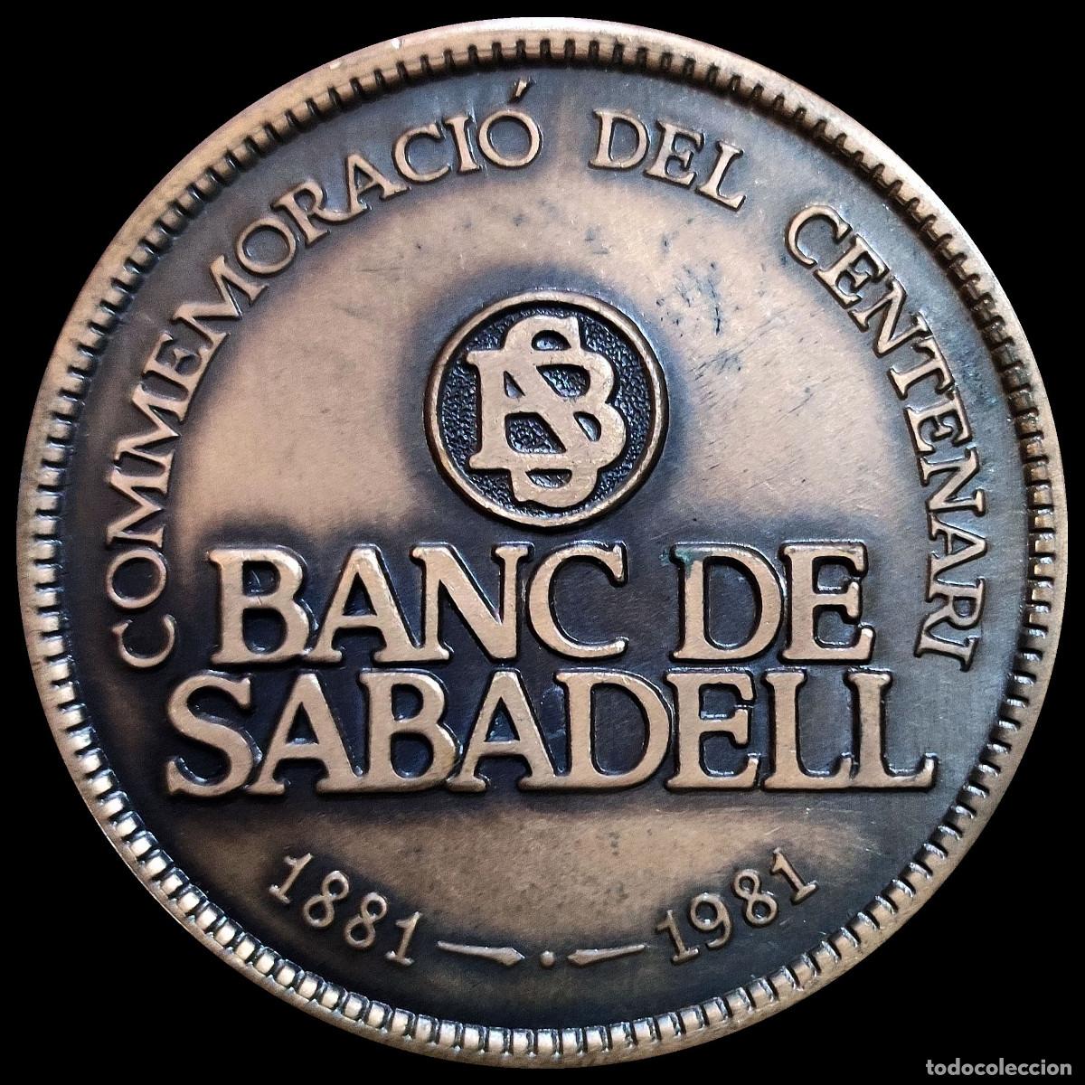 Trofeos y medallas: MEDALLA EN BRONCE BANCO DE SABADELL 1981 60MM - Foto 2