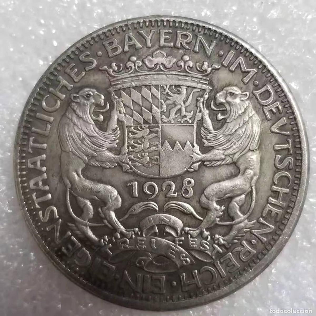 Trofeos y medallas: Medalla Patr&oacute;n Baviera 1928 Moneda de Plata - Foto 1