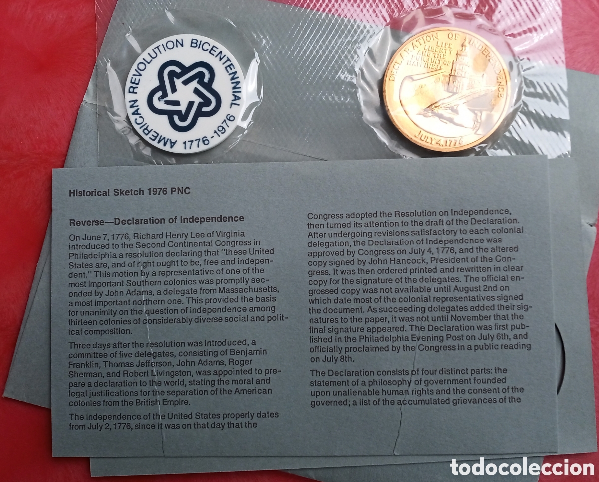 Trofeos y medallas: Medalla 1976 Bicentenario First Day Cover - Foto 2