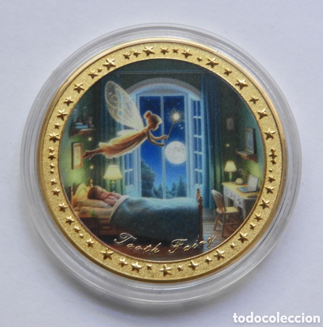 Trofeos y medallas: Moneda del Hada de los Dientes Escena Nocturna - Foto 1