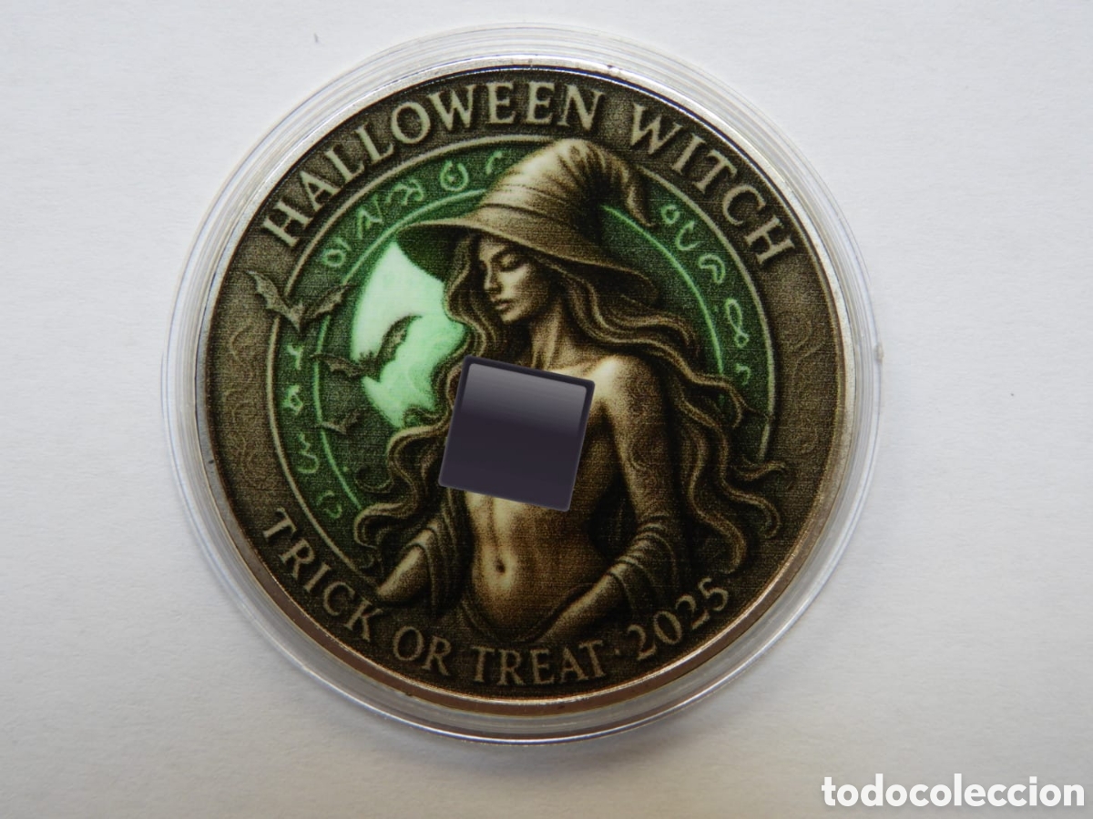 Trofeos y medallas: Moneda Conmemorativa Halloween Witch 2025 - Foto 1