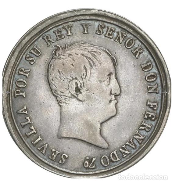 Trofei e Medaglie: MEDALLA PLATA 1823 SEVILLA FERNANDO VII Restauraci&oacute;n del Absolutismo. EBC