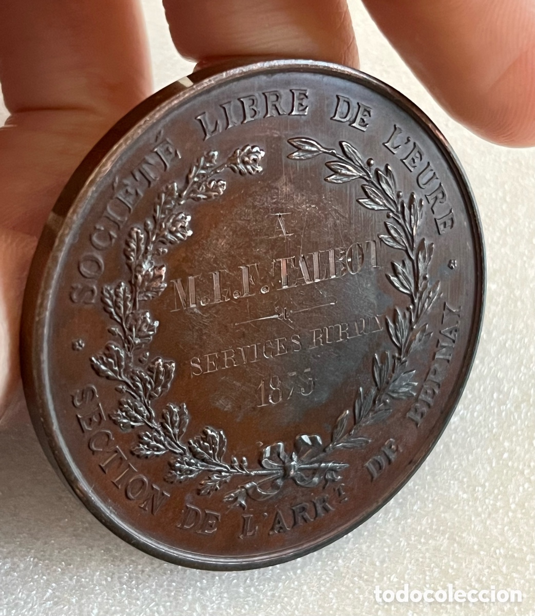 Trofeos y medallas: Medalla de cobre 1873 Soci&eacute;t&eacute; Libre De L&rsquo;Eure - Foto 2