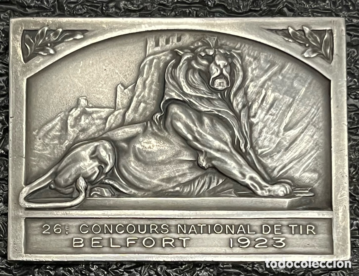 Trofeos y medallas: Antigua medalla francesa de 1923 - Dise&ntilde;o con le&oacute;n