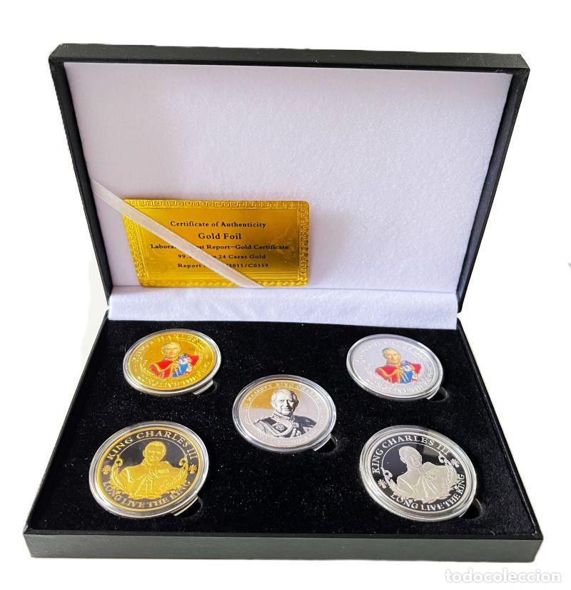 Trofeos y medallas: SET DE 5 TOKENS CONMEMORATIVOS DEL REY CARLOS III. COLECCI&Oacute;N DE SOUVENIRS (TS 23)