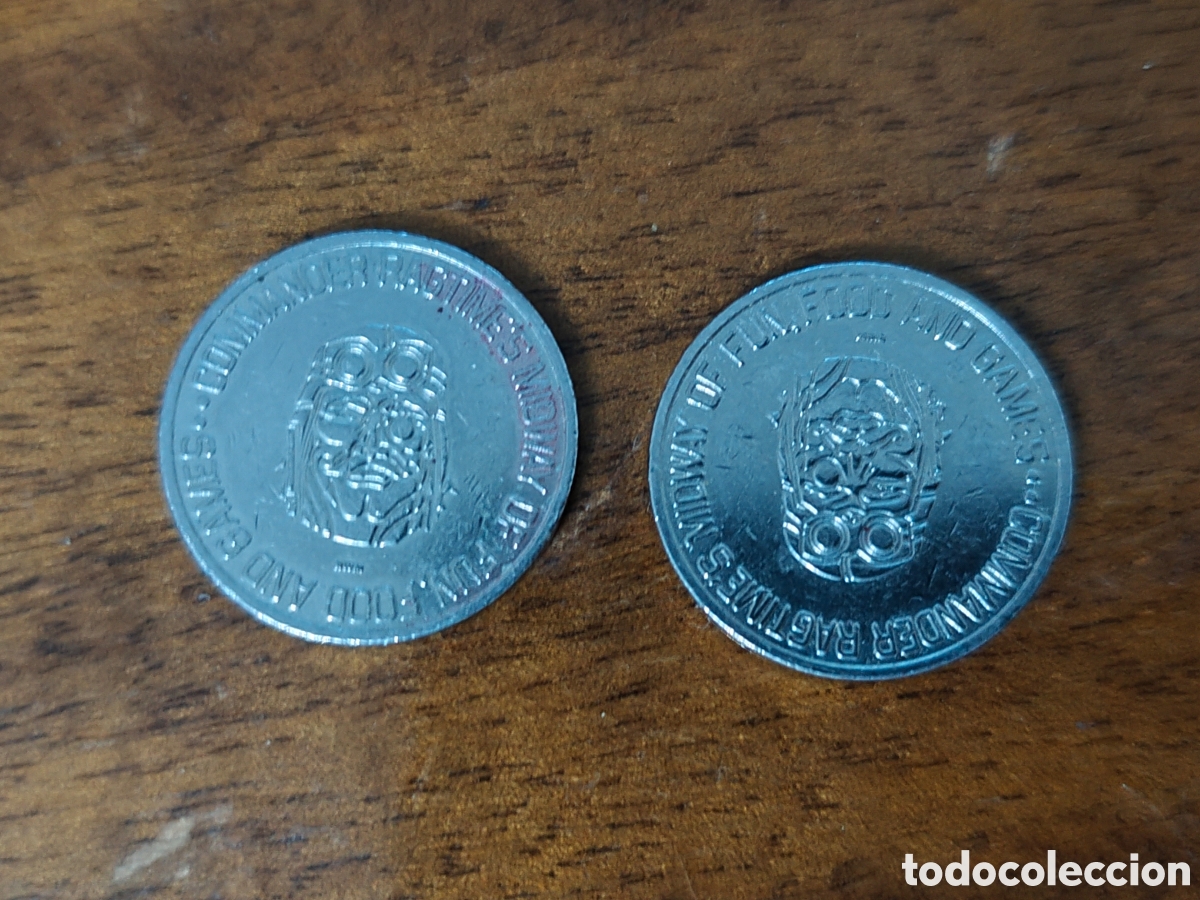Trofeos y medallas: 2 Token para m&aacute;quinas Arcade Commander Ragtime Midway USA - Foto 2
