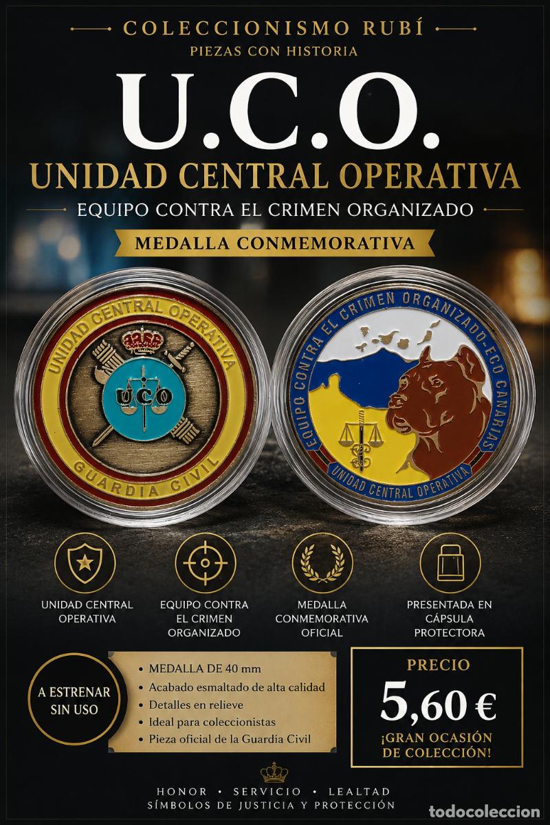 Trofeos y medallas: U.C.O. UNIDAD CENTRAL OPERATIVA / MEDALLA DE 40 mm / ENCAPSULADA A ESTRENAR