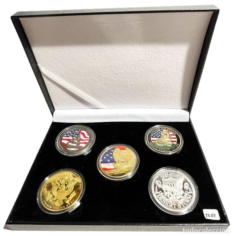 Trofeos y medallas: 5 TOKENS CONMEMORATIVOS LIBERTAD EE.UU. CAMPANA AMERICANA, CENTENARIO 1&ordf; GUERRA MUNDIAL. SOUVENIRS