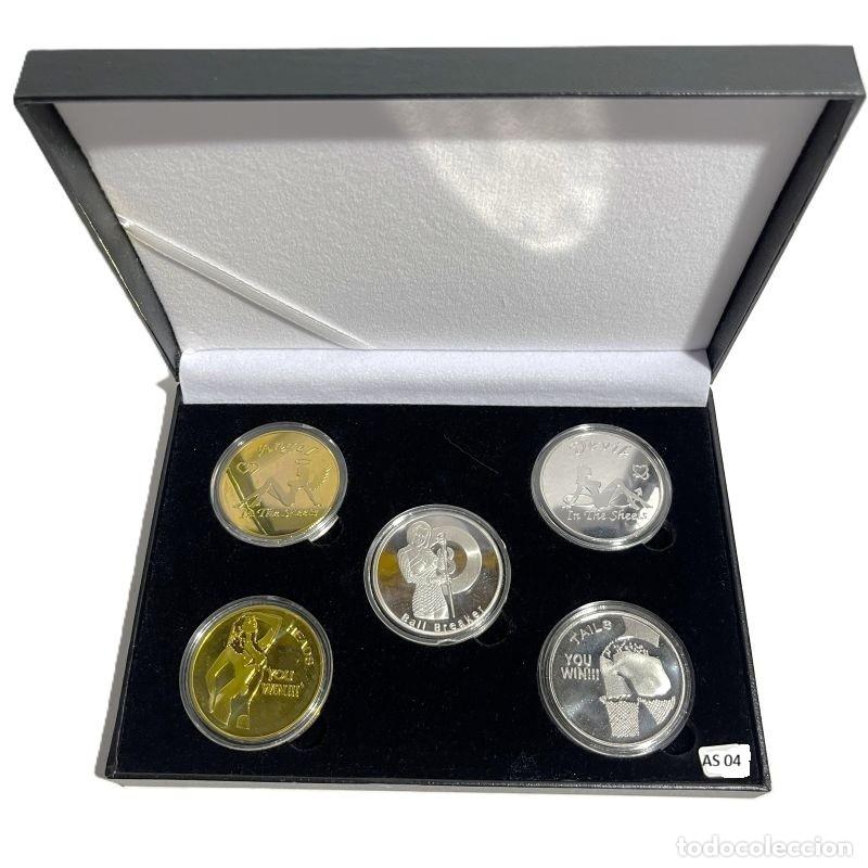 Trofeos y medallas: SET 5 DE TOKENS CONMEMORATIVOS: CARA Y CRUZ, &Aacute;NGEL Y DIABLO. COLECCI&Oacute;N DE SOUVENIRS (TS 04)