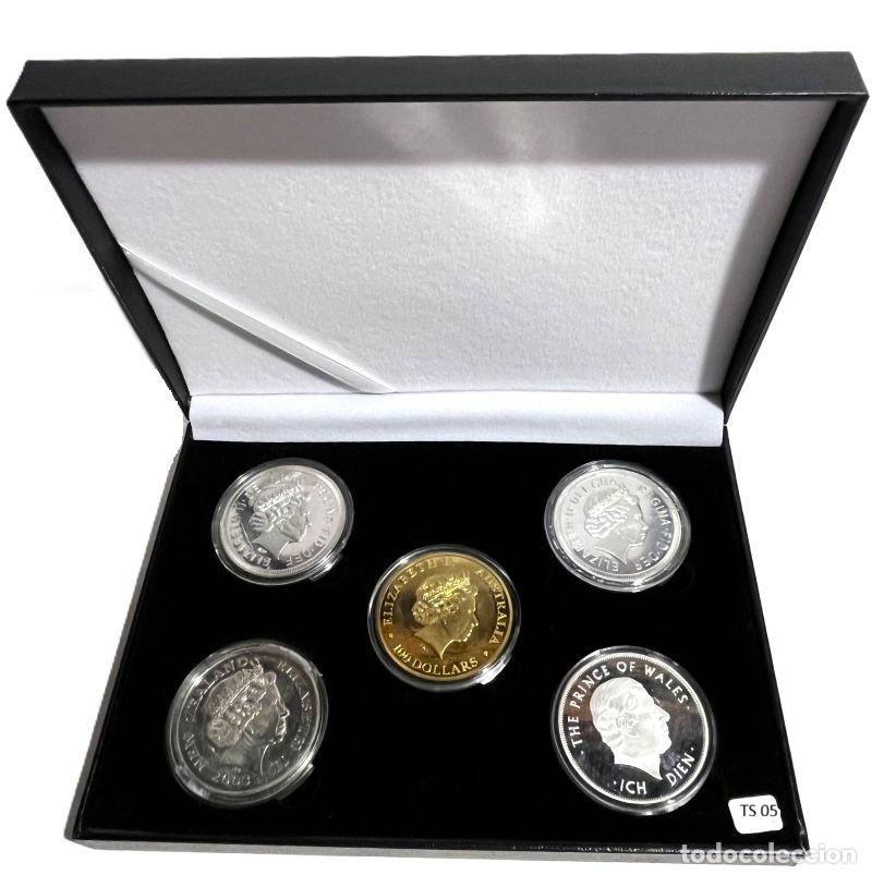 Trofeos y medallas: 5 TOKENS CONMEMORATIVOS REINA ISABEL II Y COMMONWEALTH: BRITANIA, AUSTRALIA, GALES, N.ZELANDA (TS 05