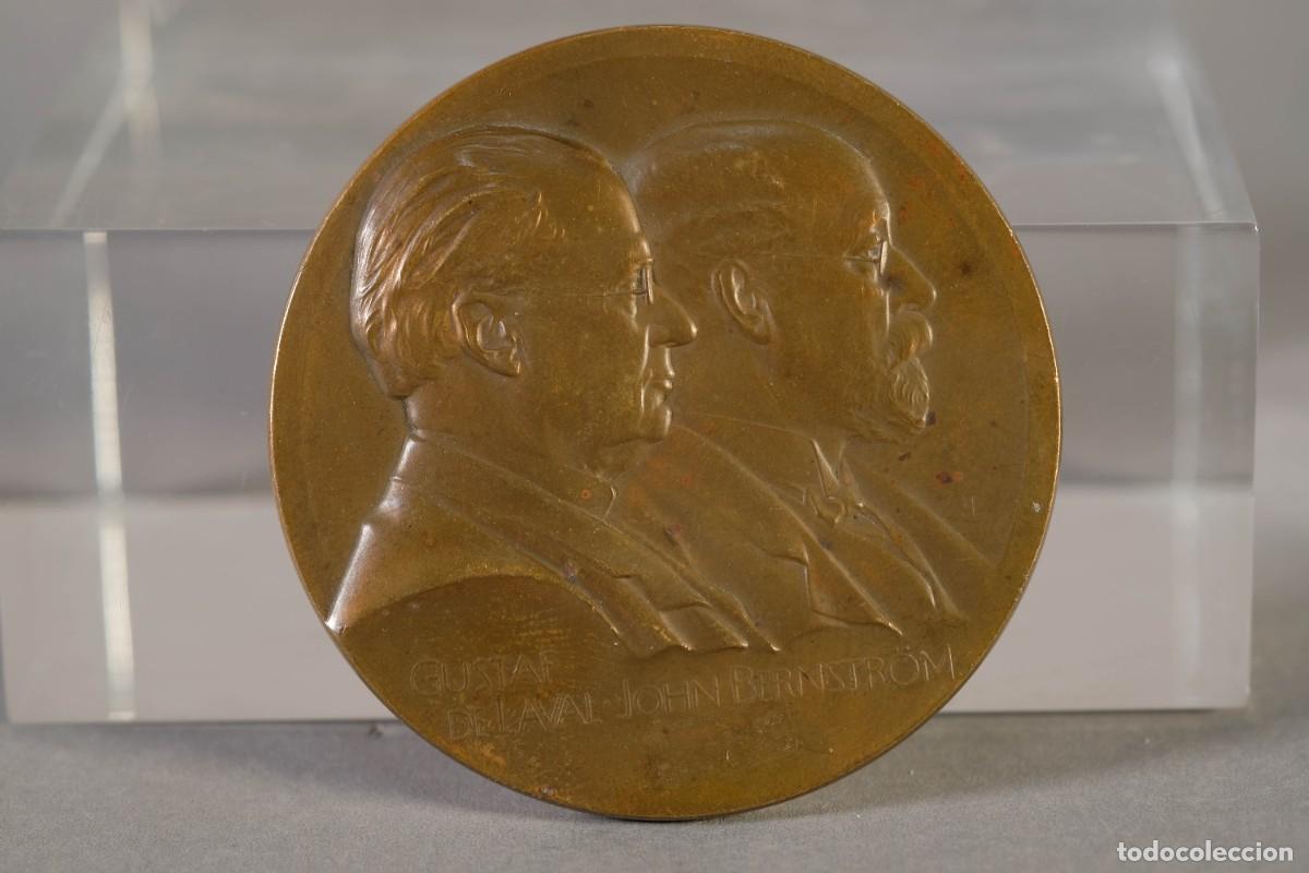 Trofeos y medallas: MEDALLA CONMEMORATIVA EN BRONCE DE GUSTAF DE LAVAL Y JOHN BERNSTROM, 1908.