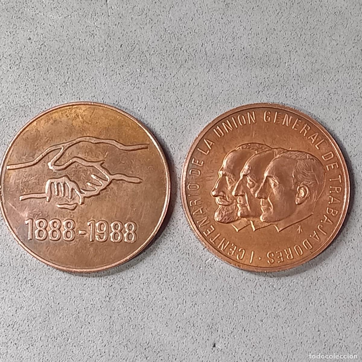 Trofeos y medallas: 2 medallas conmemorativas del centenario de la fundaci&oacute;n del Sindicato UGT. (100 Aniversario)