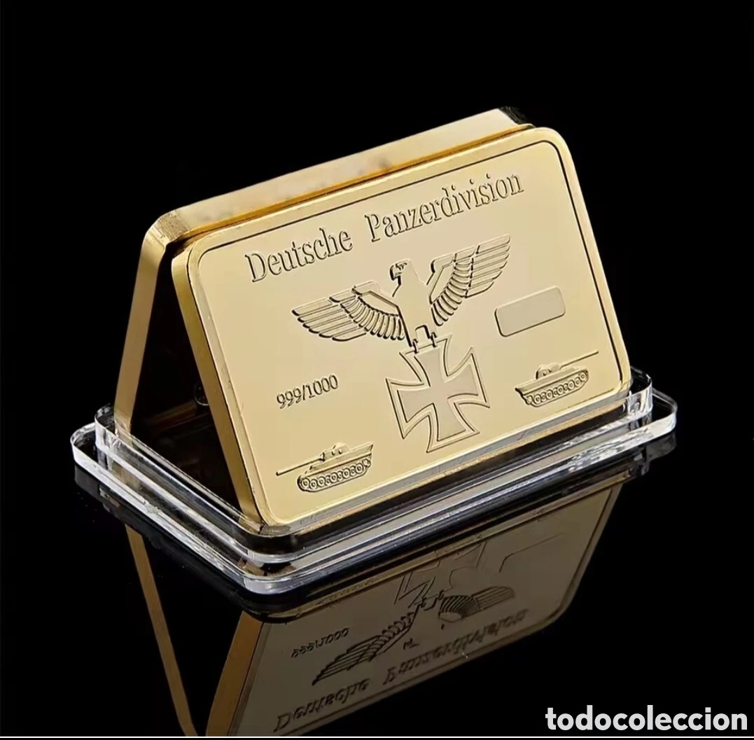 Trofeos y medallas: Lingote Tanque Alem&aacute;n Leopard I 1965 Oro 24K - Foto 2