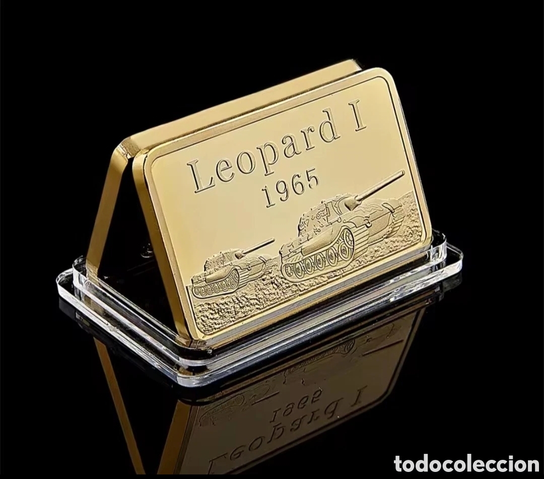 Trofeos y medallas: Lingote Tanque Alem&aacute;n Leopard I 1965 Oro 24K - Foto 1