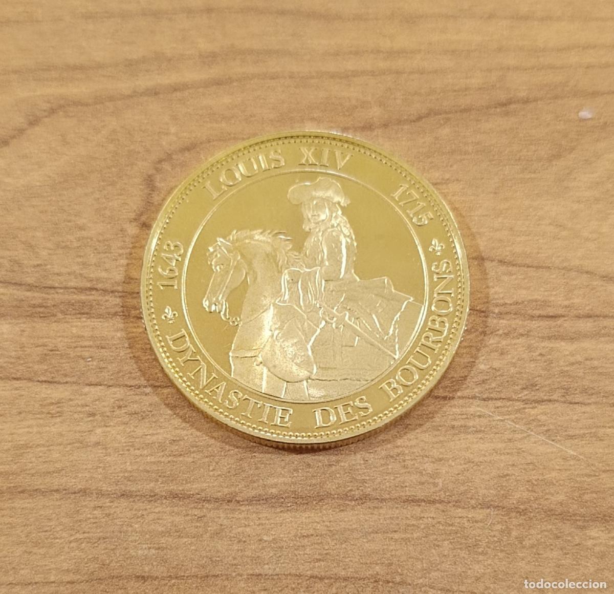 Trofeos y medallas: MONEDA MEDALLA CONMEMORATIVA. DISNAST&Iacute;A BORB&Oacute;N, LOUIS XIV. COLLECTION ROIS, REINES DE FRANCE