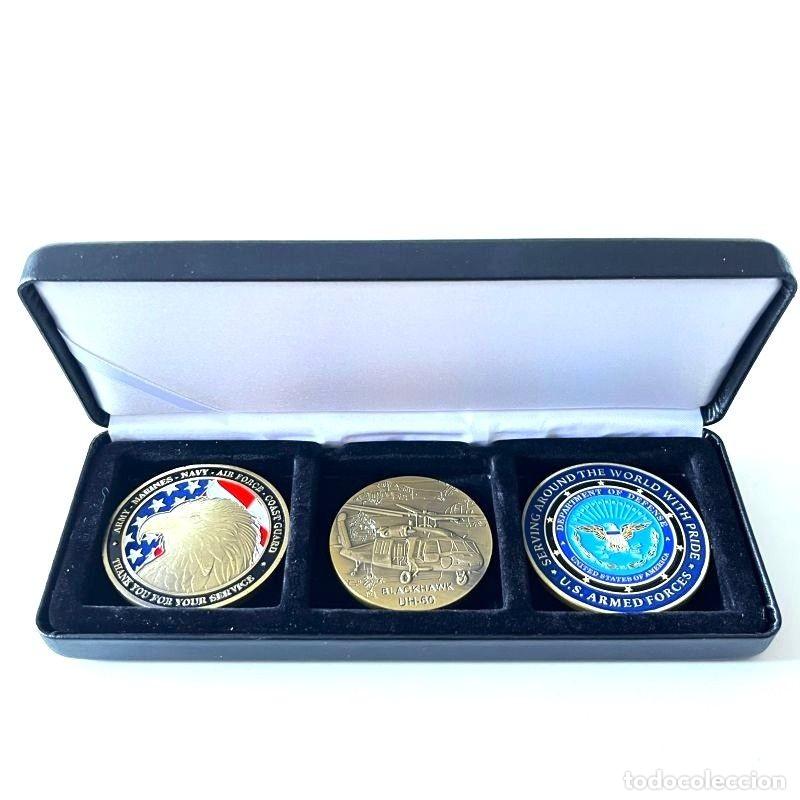 Trofeos y medallas: JUEGO DE 3 TOKENS CONMEMORATIVOS DE LAS FUERZAS ARMADAS DE LOS ESTADOS UNIDOS (TS 21)