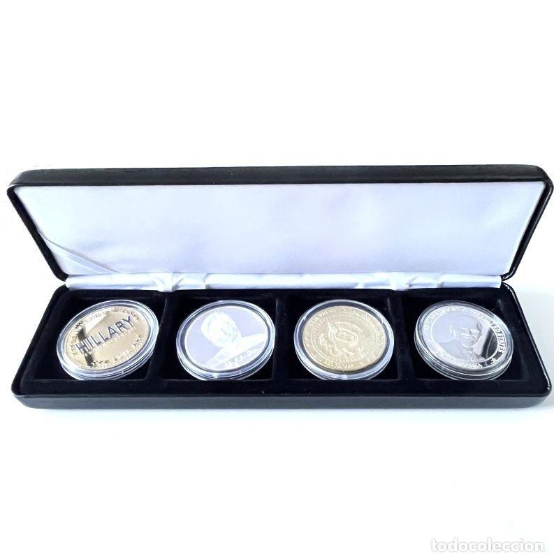 Trofeos y medallas: SET DE 4 TOKENS CONMEMORATIVOS DE POL&Iacute;TICOS DE LOS EEUU: HILLARY CLINTON Y BARACK OBAMA (TS 22)