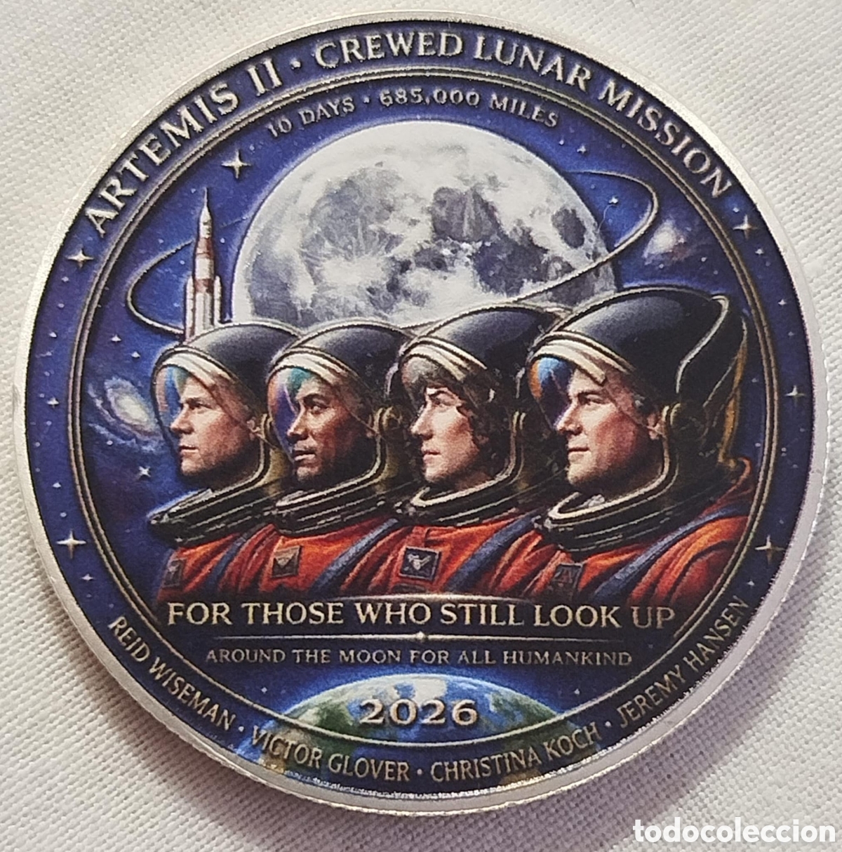 Trofeos y medallas: Moneda Conmemorativa NASA Artemis II 2026 Misi&oacute;n Lunar Tripulada