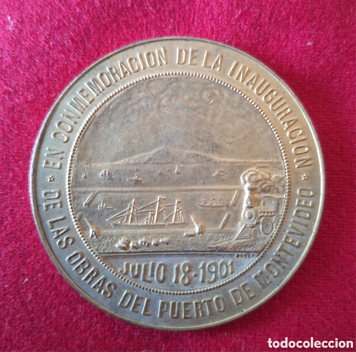 Trofeos y medallas: MEDALLA CONMEMORACION INAUGURACION OBRAS PUERTO DE MONTEVIDEO 18 JULIO 1901 PTE LINDOLFO CUESTAS