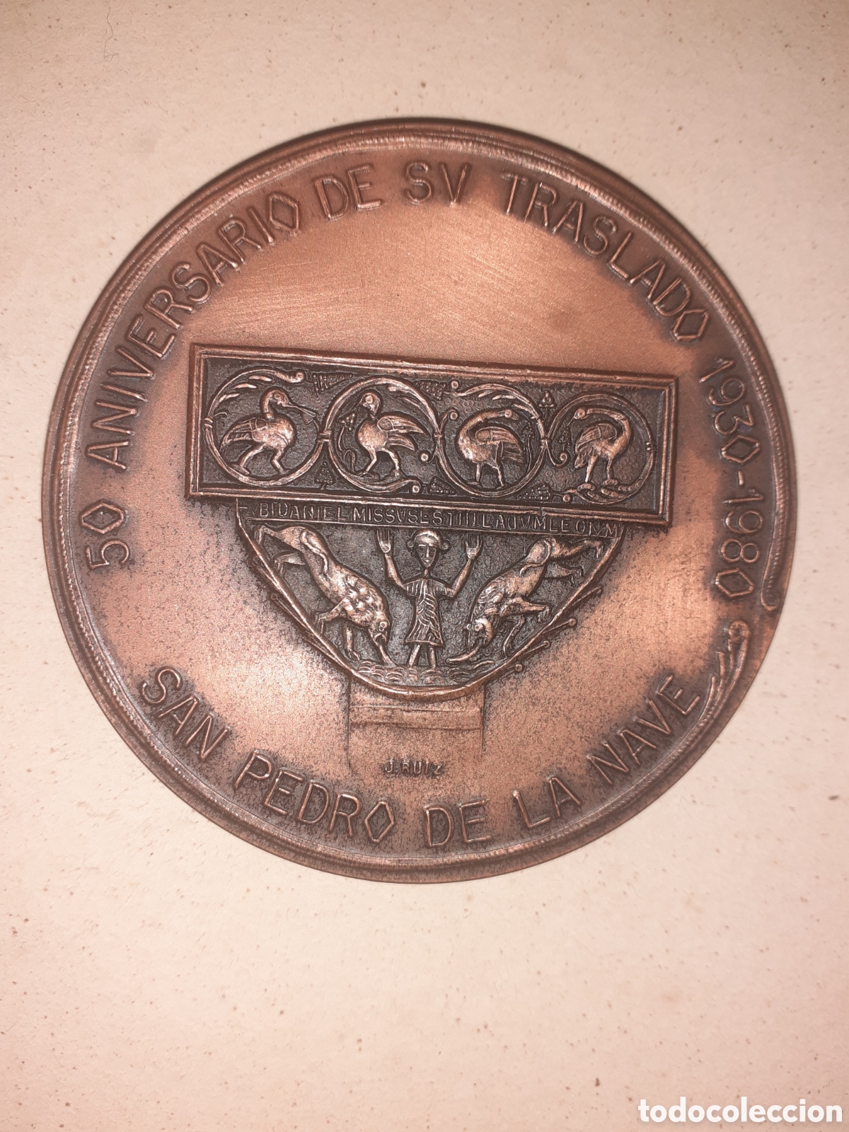 Trofeos y medallas: GRAN MEDALLA BRONCE 50 ANIVERSARIO TRASLADO IGLESIA SAN PEDRO DE LA NAVE. ZAMORA. 1980