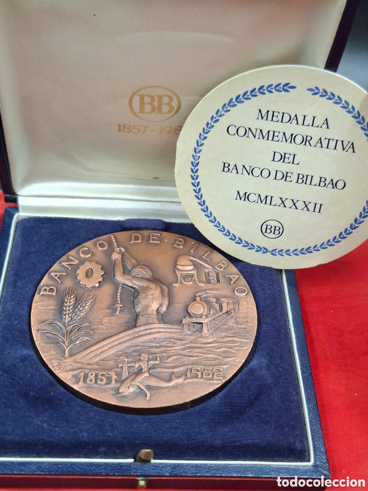 Trofei e Medaglie: Medalla conmemorativa Banco de Bilbao 1857-1982 &ndash; CXXV Aniversario &ndash; estuche original &ndash; bronce
