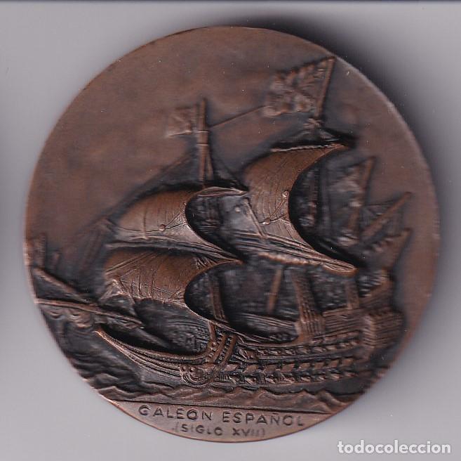 Trofeos y medallas: MEDALLA SALON NAUTICO DE BARCELONA 1966 - GALEON ESPA&Ntilde;OL SIGLO XVII DIAMETRO 5cm
