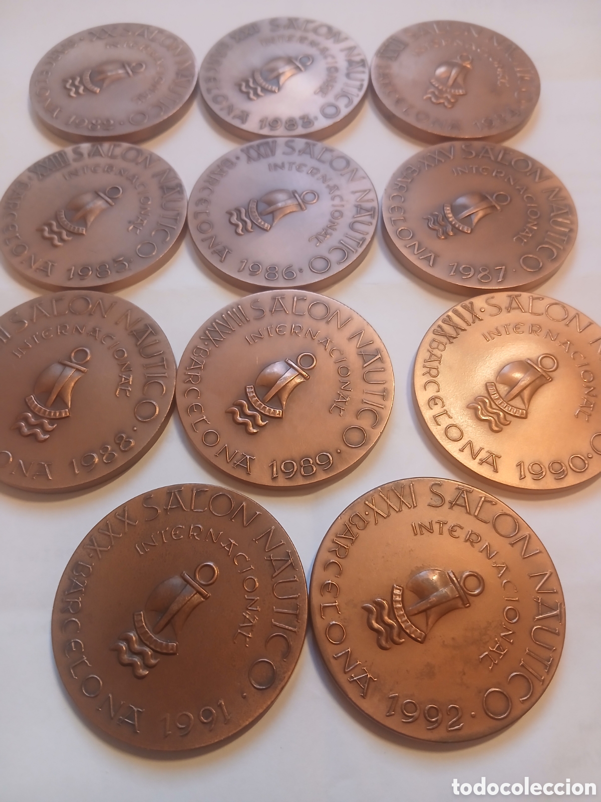 Trofeos y medallas: Colecci&oacute;n completa de 11 medallas oficiales del Sal&oacute;n N&aacute;utico Internacional de Barcelona.A&ntilde;os:1982-1
