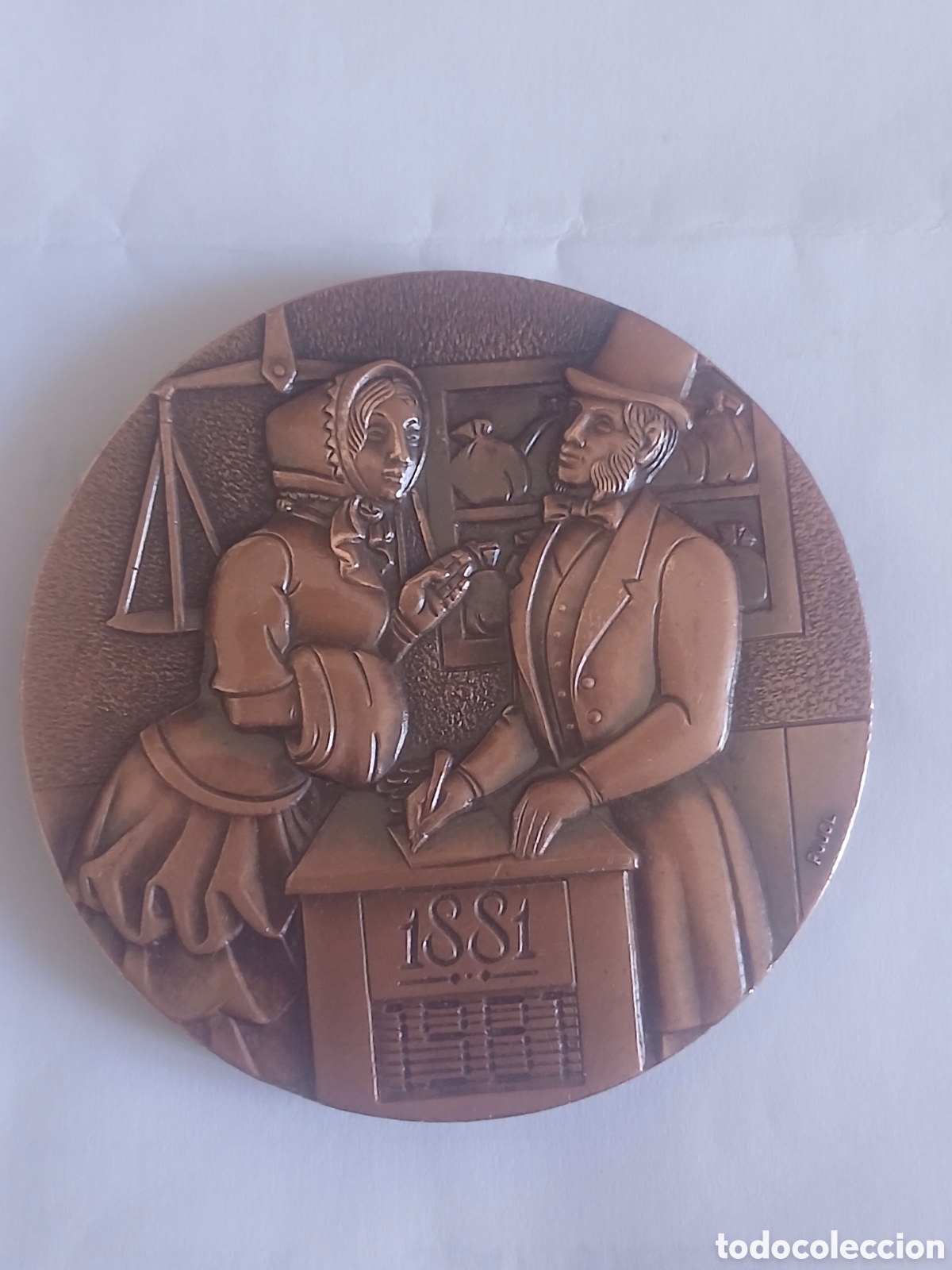Trofeos y medallas: Medalla Centenario Banc Sabadell 1881-1981 Bronce Conmemorativa Catalu&ntilde;a Coleccionismo