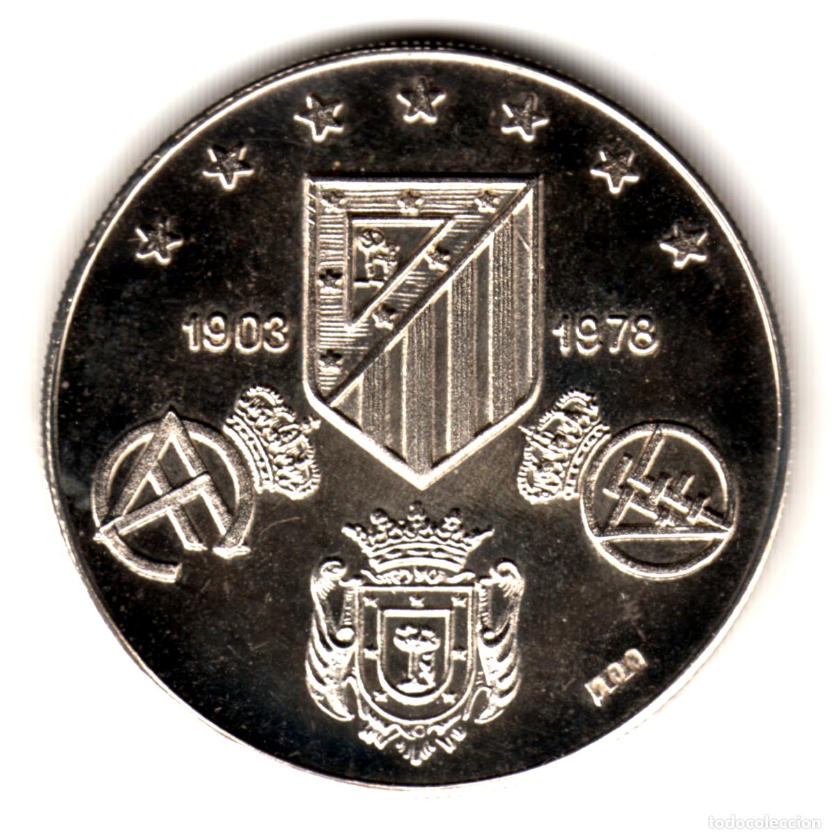 Trofeos y medallas: MEDALLA 23 grs. plata 75 ANIVERSARIO CLUB ATLETICO DE MADRID 1903-1978