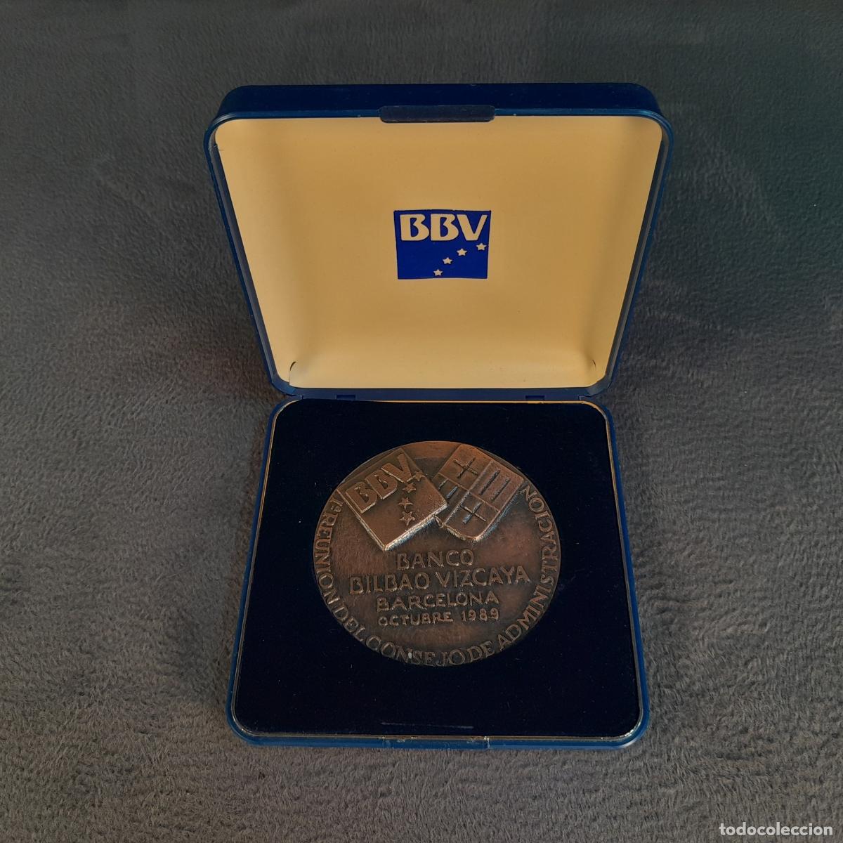 Trof&eacute;us e medalhas: M-2296. MEDALLA EN COBRE TORNEO DE 1&ordf; REUNI&Oacute;N DEL CONSEJO DE ADMINISTRACI&Oacute;N DEL BBV.1989