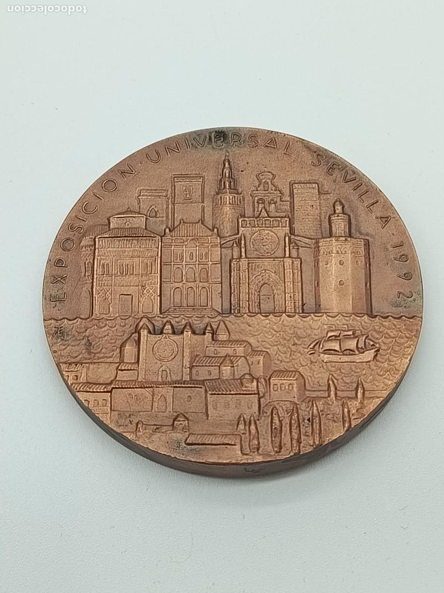 Trofeos y medallas: GRAN MEDALLA BRONCE CONMEMORATIVA EXPO 92 SEVILLA. ESTUCHE ORIGINAL. MYJ-27