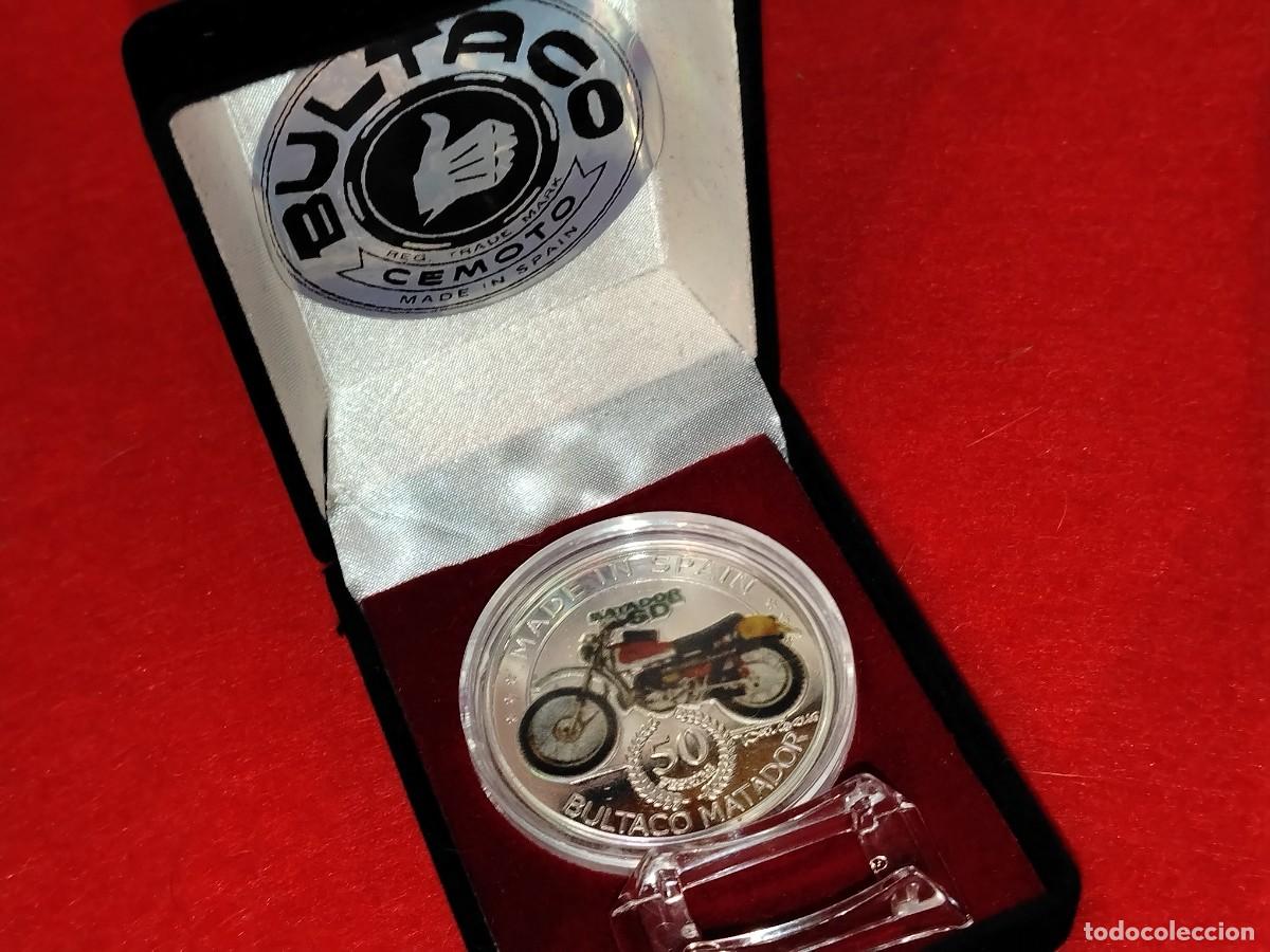 Trofeos y medallas: Moneda Conmemorativa BULTACO MATADOR 1958-2015 MADE IN SPAIN acabada en plata