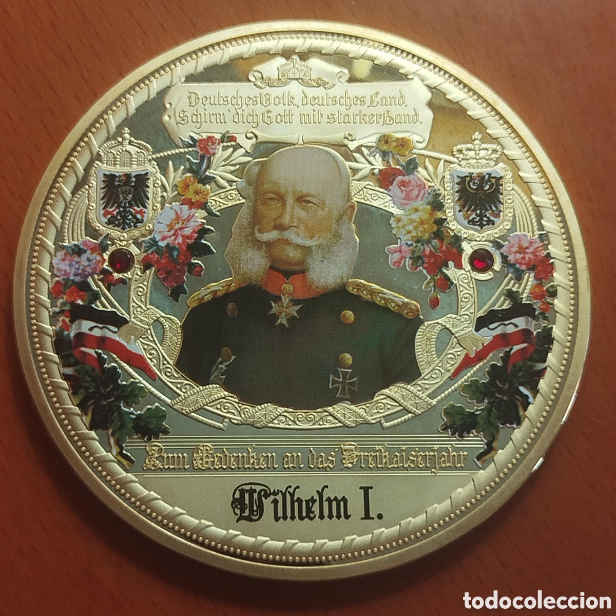 Trofeos y medallas: Moneda Gigante Emperador Alem&aacute;n Guillermo I - Oro 24 Kt