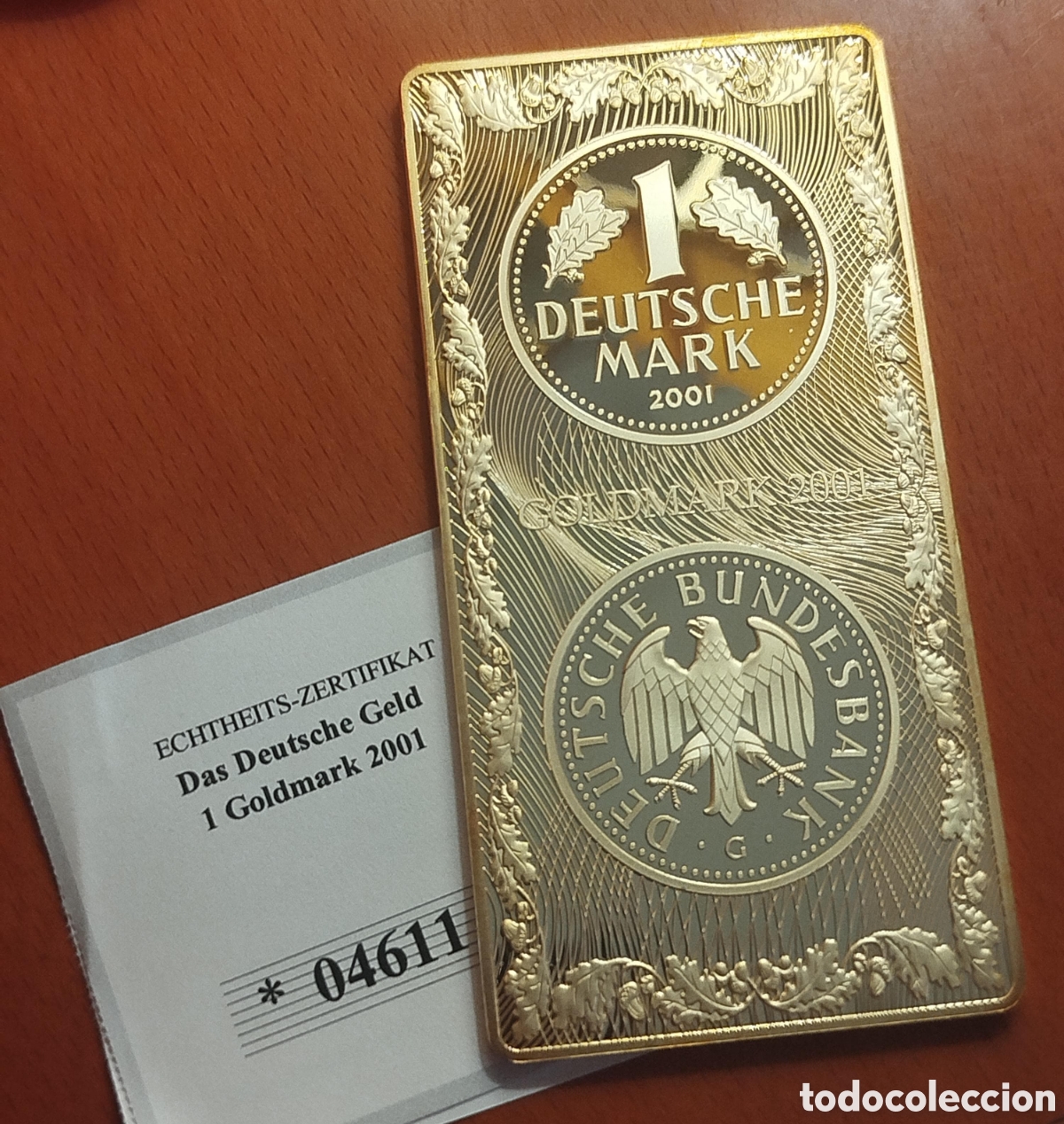 Trofeos y medallas: Lingote Gigante en Oro 1 Marco Aleman 2001 - Goldmark
