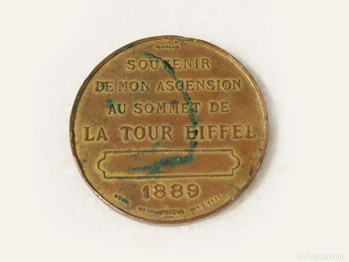 Trofeos y medallas: MEDALLA DE LA ASCENSION EN ASCENSOR A LA TORRE EIFFEL. 1889. EXPOSICI&Oacute;N UNIVERSAL DE PARIS - Foto 2