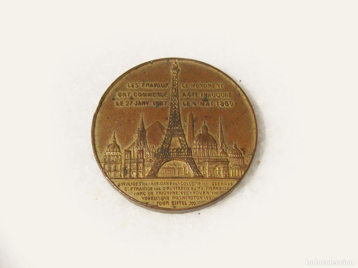 Trofeos y medallas: MEDALLA SOUVENIR DE LA ASCENSION EN ASCENSOR A LA TORRE EIFFEL. 1889. EXPOSICI&Oacute;N UNIVE