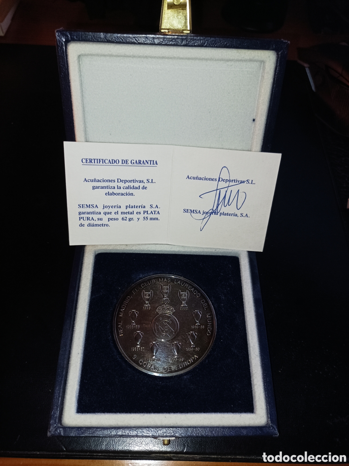 Trofeos y medallas: Medalla Real Madrid 9 Copas de Europa Plata 55mm