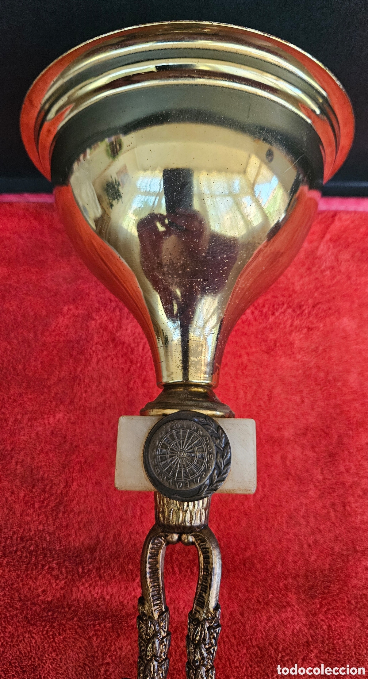 Trofeos y medallas: Antiguo Trofeo Copa Vintage Met&aacute;lica sobre M&aacute;rmol (31 cm / 1 kg) - III Concurs Fotogr&agrave;fic Tostaderos
