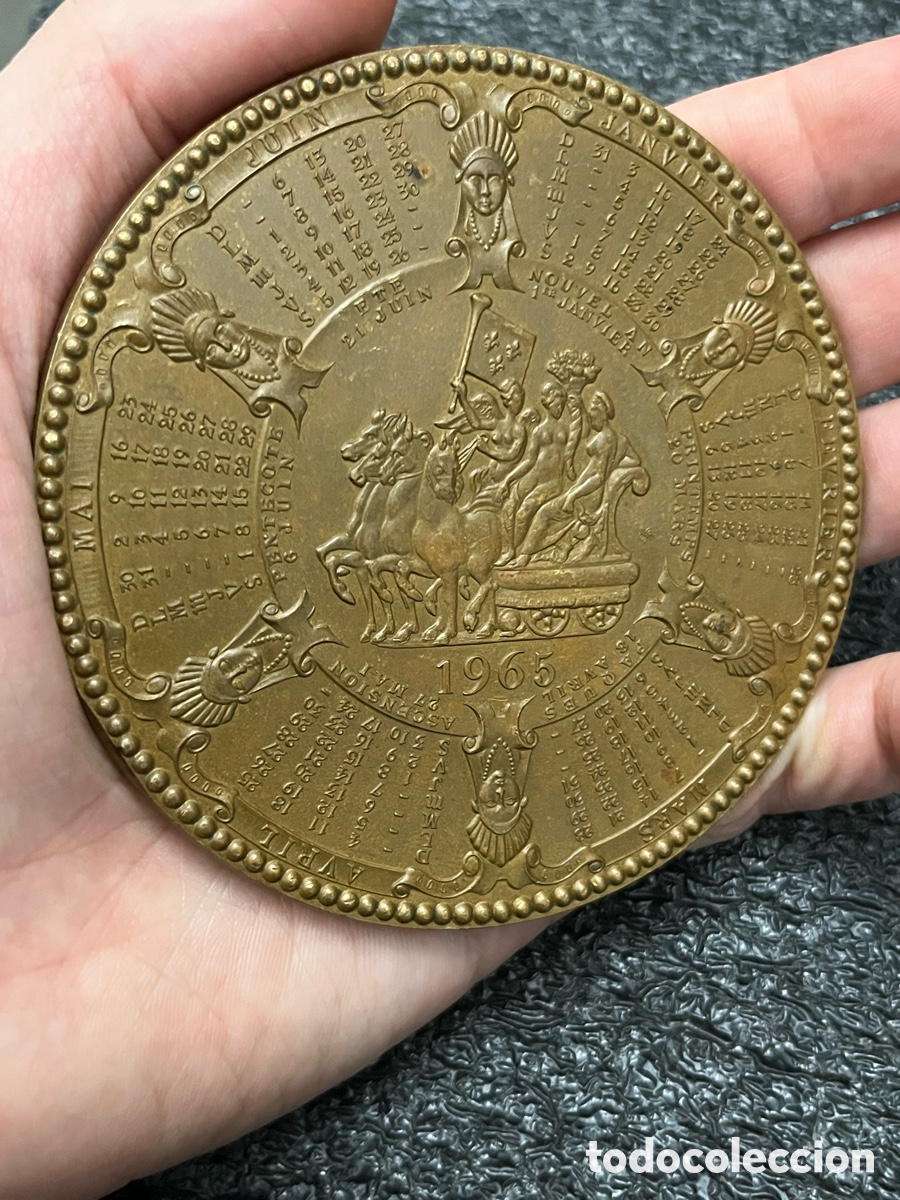 Trofeos y medallas: Medalla de bronce calendario 1965 titulada Les Quatre Saisons