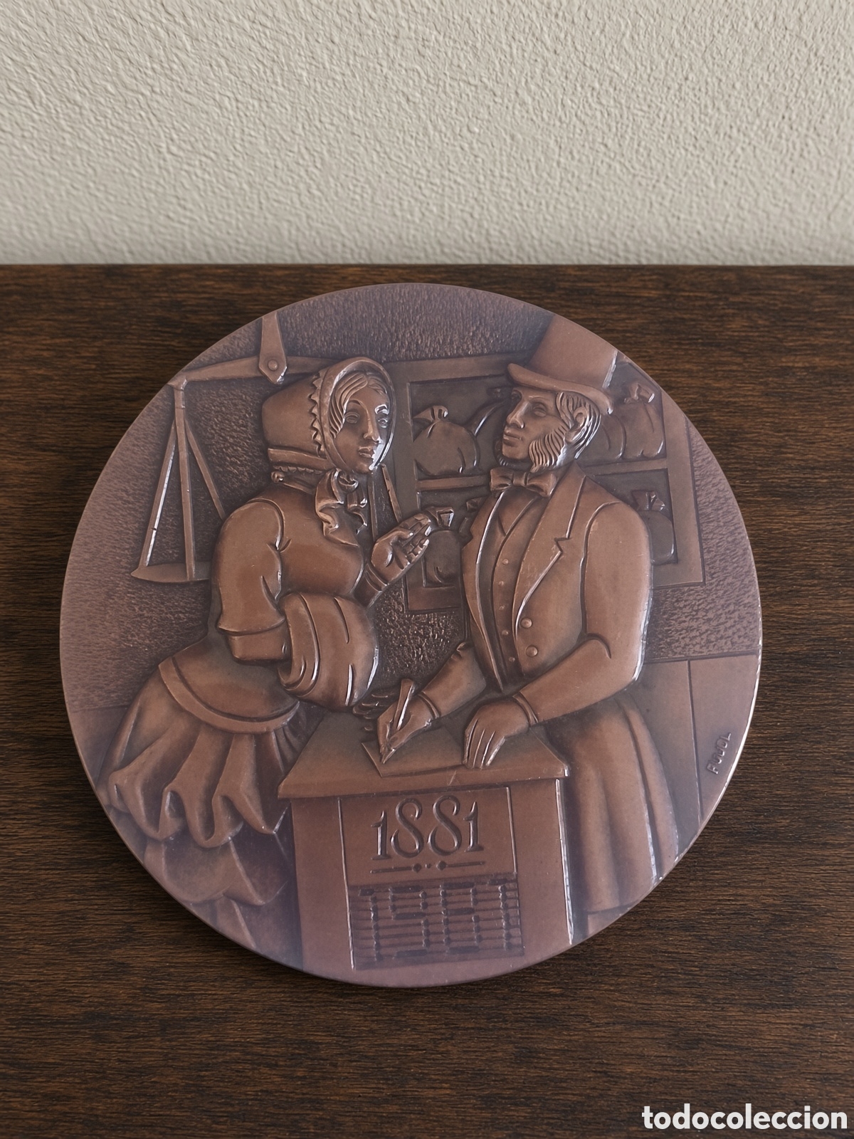 Trofeos y medallas: Medalla conmemorativa del centenario del Banco de Sabadell. - Material: Bronce. - A&ntilde;o: 1881.