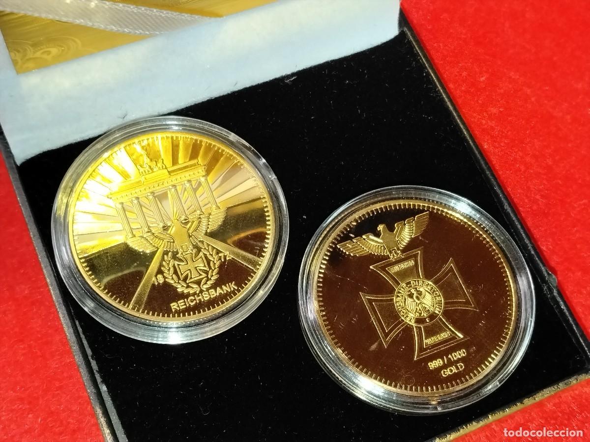 Troph&auml;en und Medaillen: 2 MEDALLAS CONMEMORATIVA REP&Uacute;BLICA FEDERAL DE ALEMANIA 1872 REICHSBANK - CHAPADO EN ORO