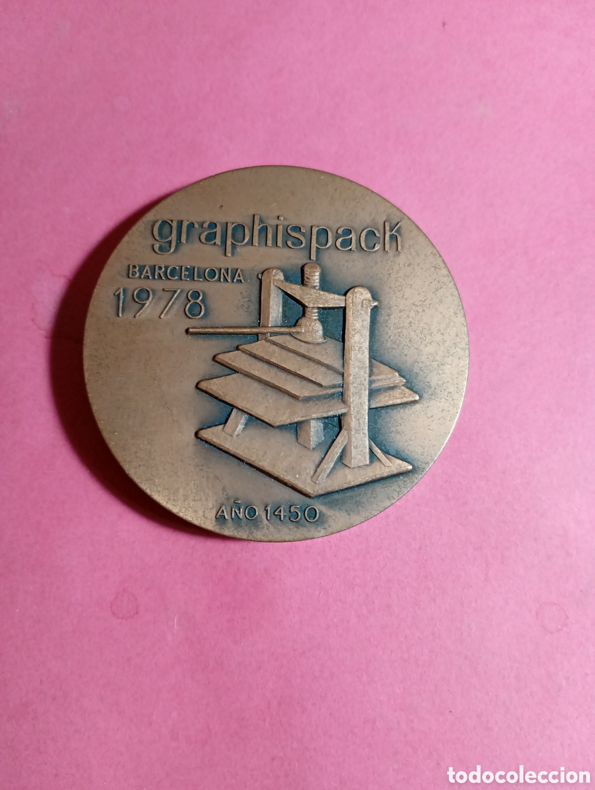 Trofeos y medallas: GRAPHISPACK 1978 BARCELONA IMPRENTA 1450 MEDALLA EN BRONCE