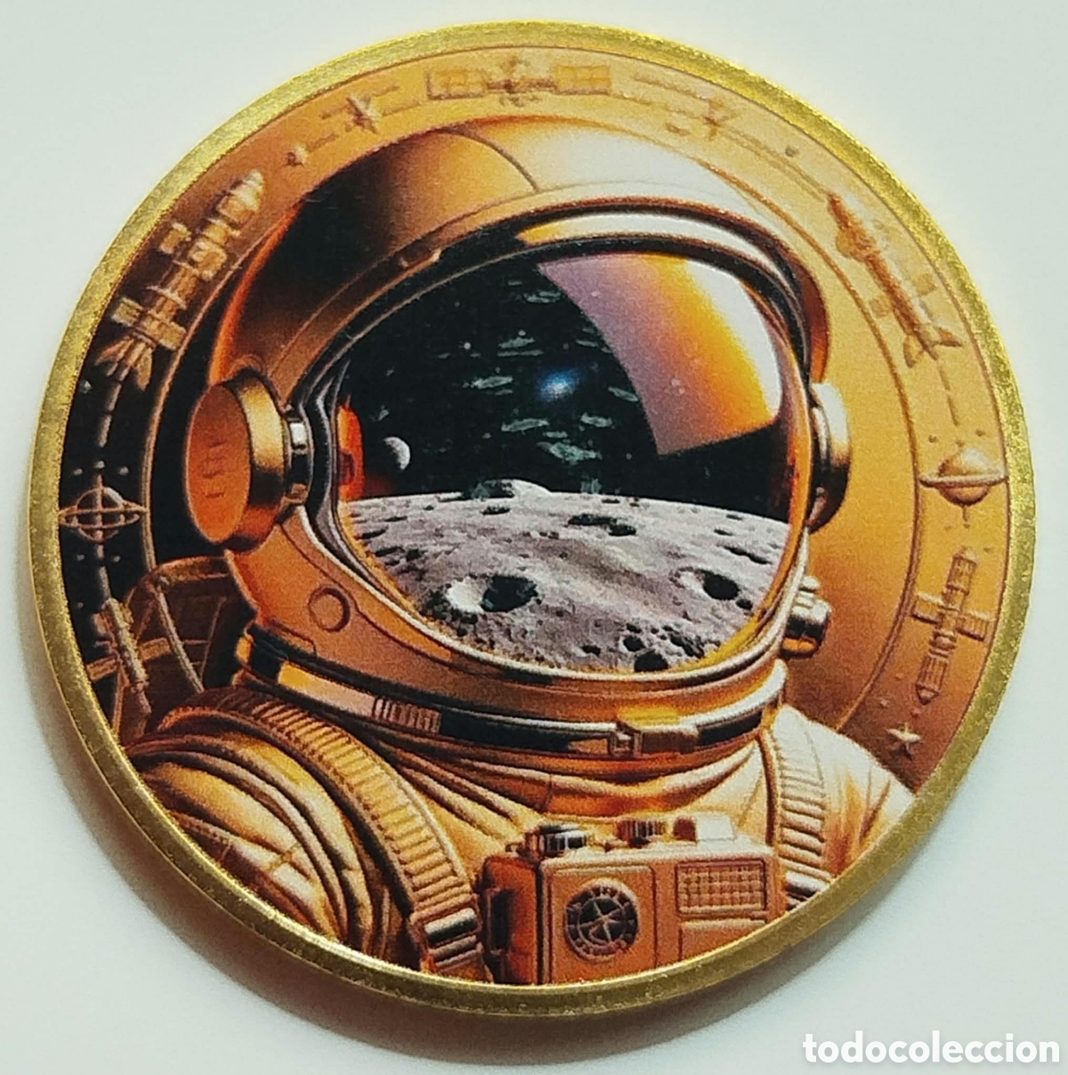 Trofeos y medallas: Moneda Conmemorativa Astronauta Traje Espacial - M&oacute;dulo Lunar - Foto 1