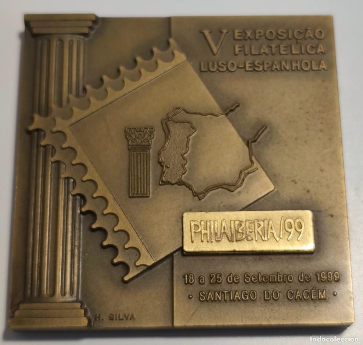 Trofeos y medallas: PHILAIBERIA 99 - MEDALLA TROFEO V EXPOSICION FILATELICA LUSO-ESPA&Ntilde;OLA - 260 G - FOTO ADICIONAL