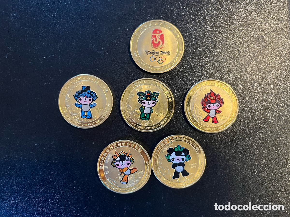 Trofeos y medallas: 6 5 Monedas Metal Conmemorativas Pek&iacute;n 2008