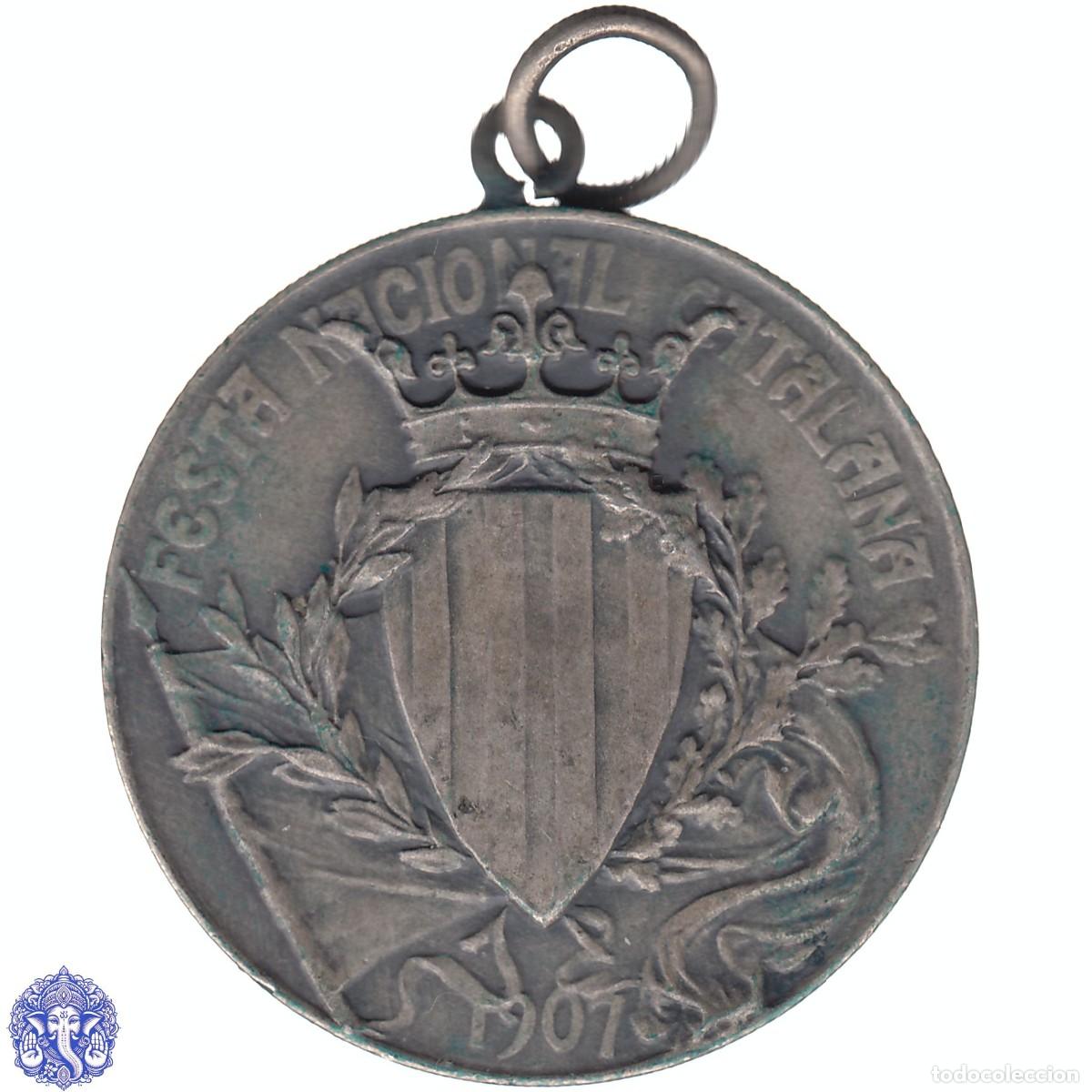 Trofeos y medallas: CATALU&Ntilde;A Medalla Visca Catalunya 1907 Festa Nacional Catalana Grabador Antoni Parera Cru#1020a