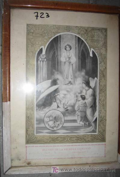 Otros objetos de arte: Cuadro recuerdo de la 1&ordf; comuni&oacute;n, a&ntilde;o 1929,  41 x 31 cms - Foto 1